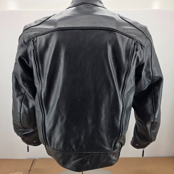 Hein Gericke Speedware Black Leather Armored Motorcycle Jacket Zip Men's M - Picture 2 of 13